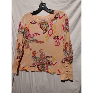 Y2K Time for Me long-sleeve thermal top multicolor paisley bohemian-style Sz  S